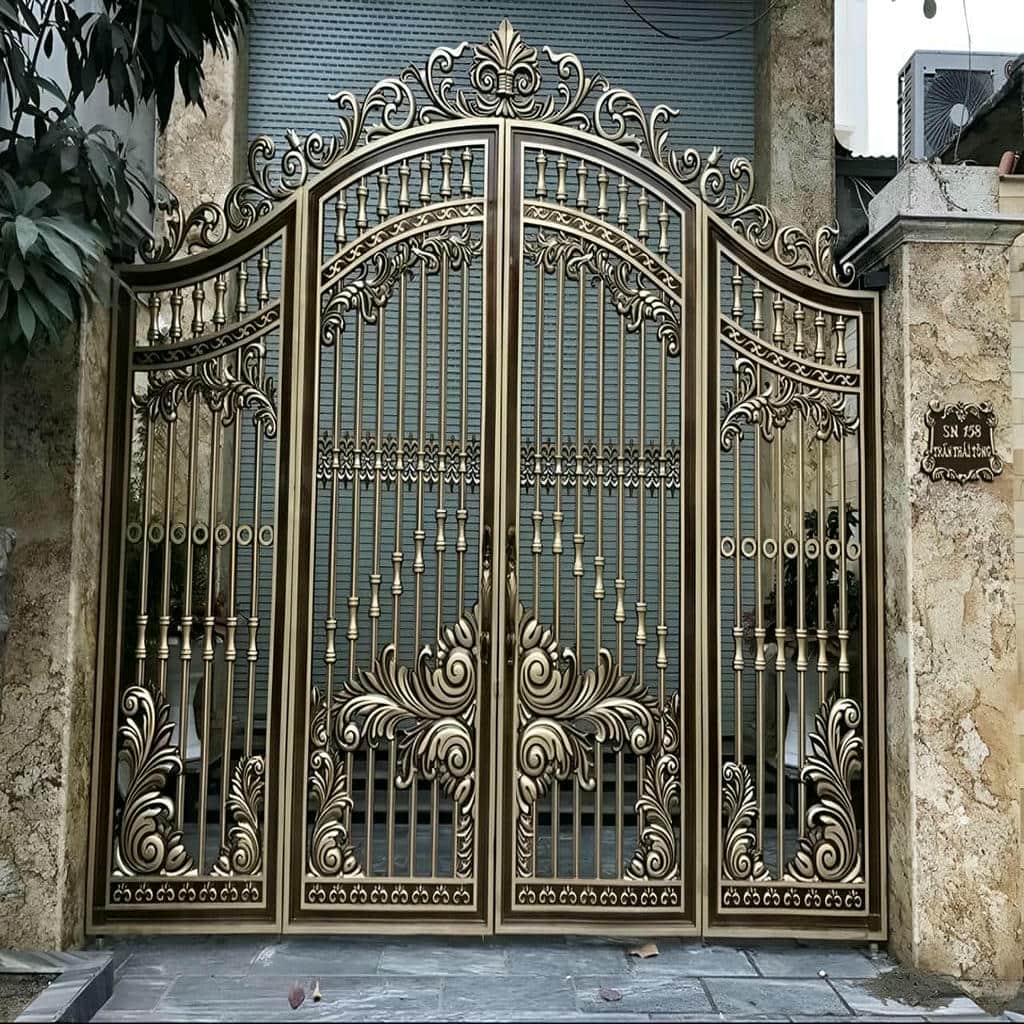 نصب درب حیاط ویلایی قوسی با چهارچوب تراز در مشهد