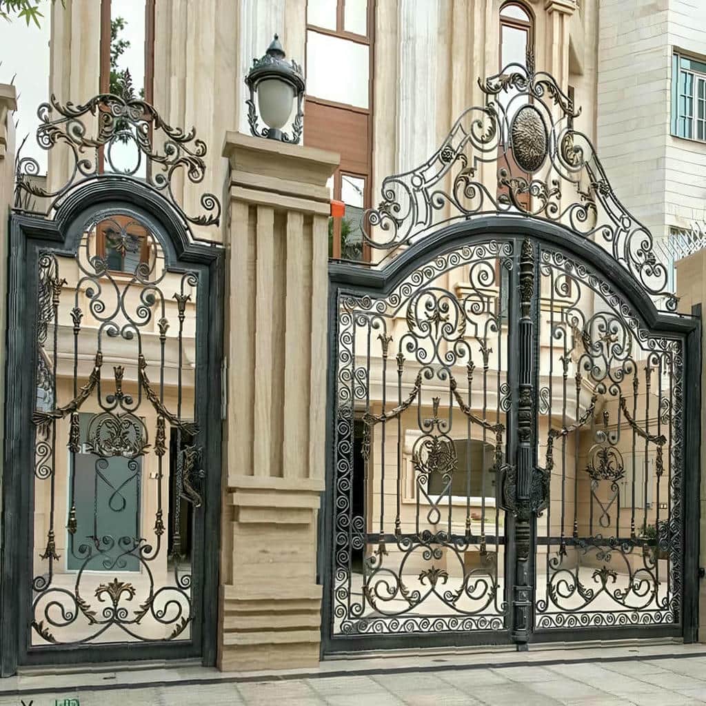 نصب درب پارکینگ طرح چوب ترموود با تنظیم دقیق فریم در مشهد