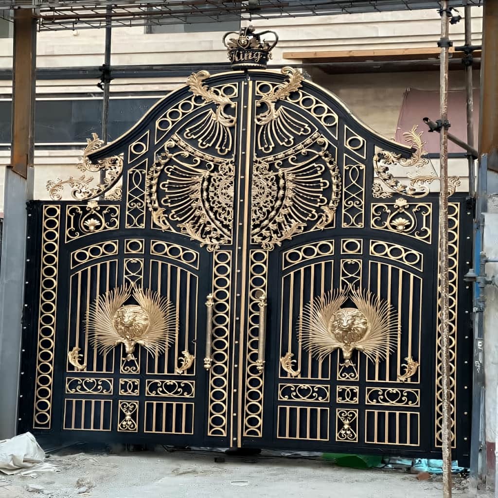 خرید درب ویلا مدرن نمای سنگی با خطوط مینیمال در مشهد