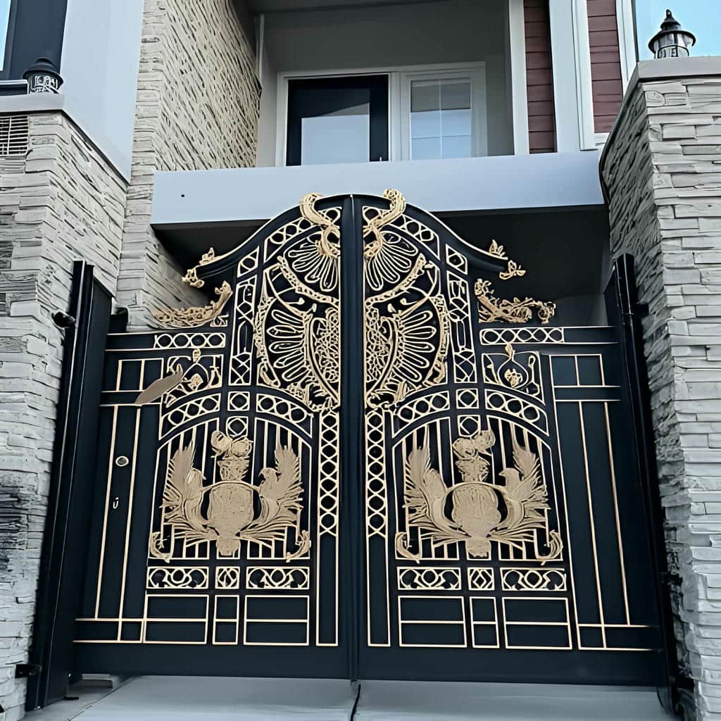 فروش درب ویلایی فرفورژه نمای رومی نیمه‌پوشیده در مشهد