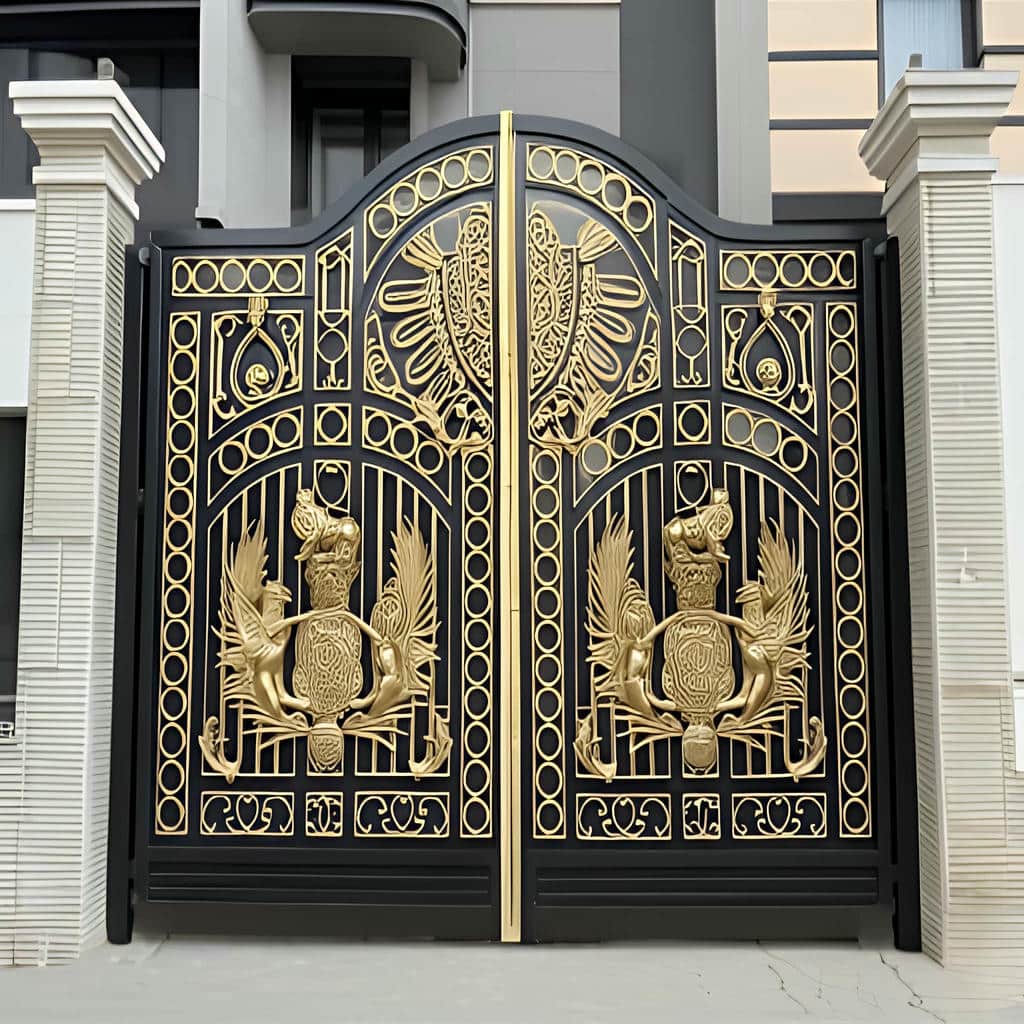 فروش درب پارکینگ فلزی دو لنگه با طراحی ترکیبی در مشهد