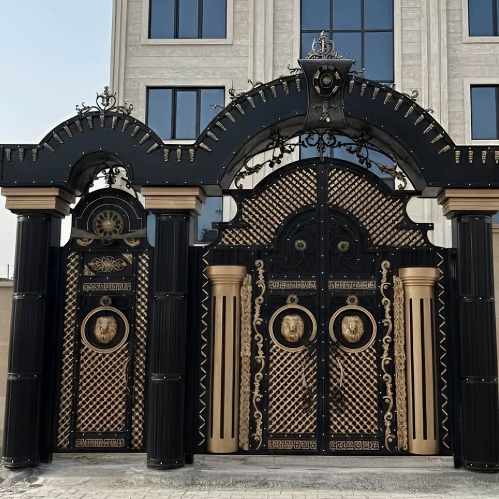 اجرای درب پارکینگ لوکس ورودی ویلا برای ورودی عریض در مشهد