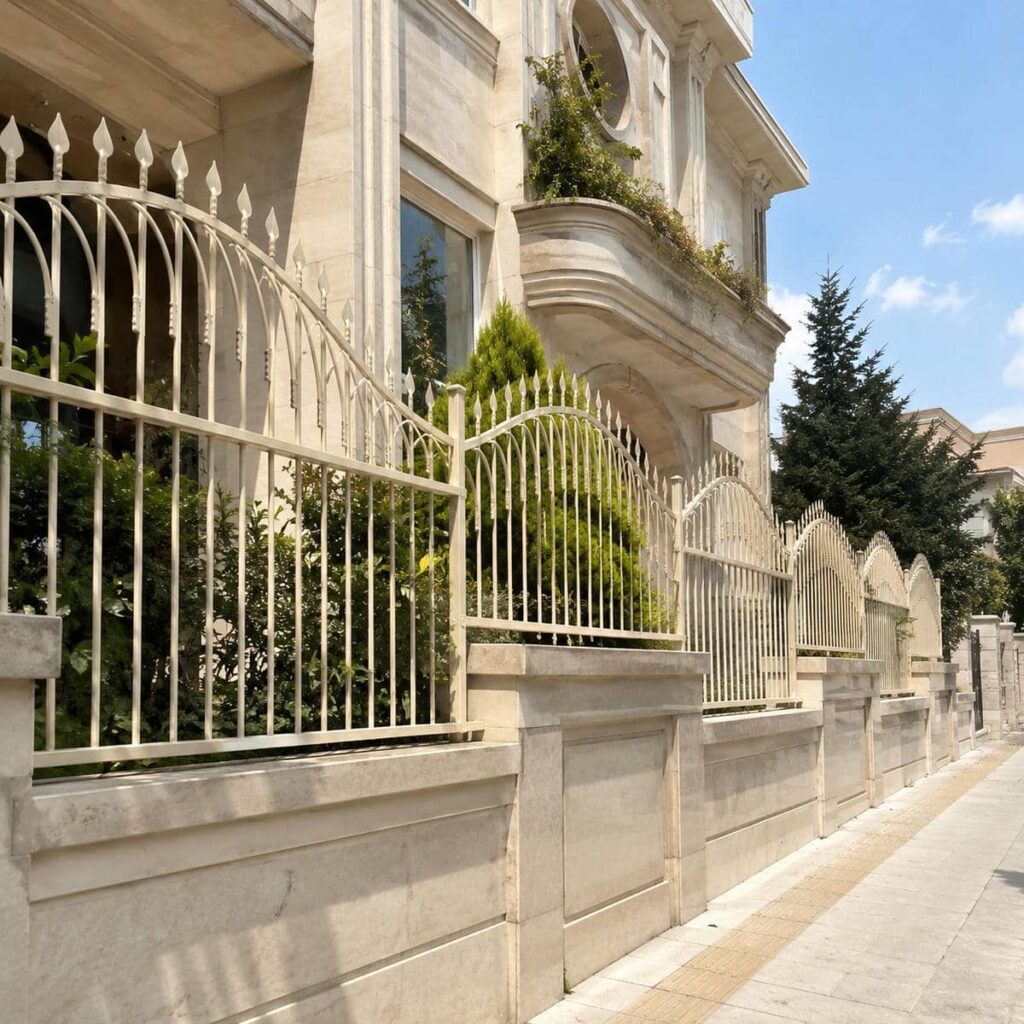 نصب حفاظ دیوار سیم خاردار ترکیبی روی تاج دیوار در مشهد