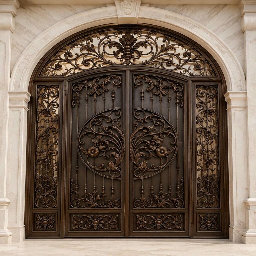 خرید درب حیاط آهنی نفررو مدرن برای ساختمان در مشهد