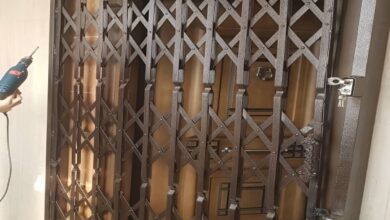 حفاظ متحرک فلزی ورودی ساختمان مشهد
