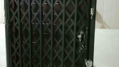 حفاظ ضربدری آکاردئونی مشکی با ریل مقاوم در مشهد