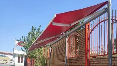 سایبان ریموت دار کرم هماهنگ با نمای مشهد