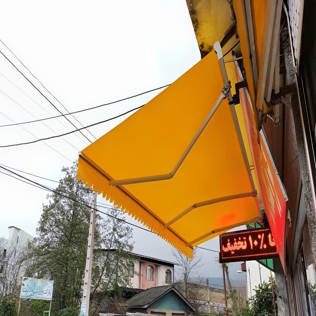 سایبان حیاط با پارچه طوسی در مشهد