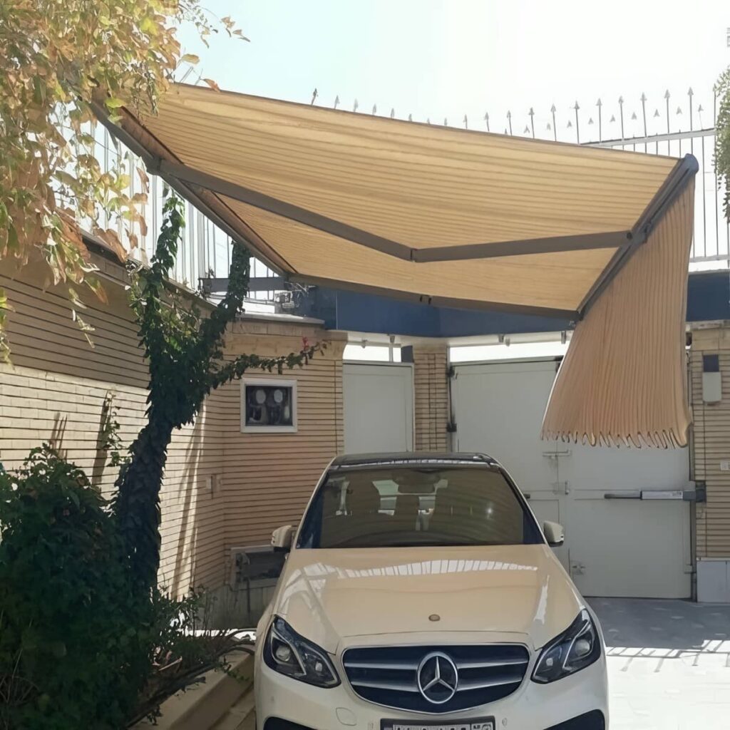 سایبان ضد آب با سازه فلزی سفید سایبان ضد آب با سازه فلزی سفید