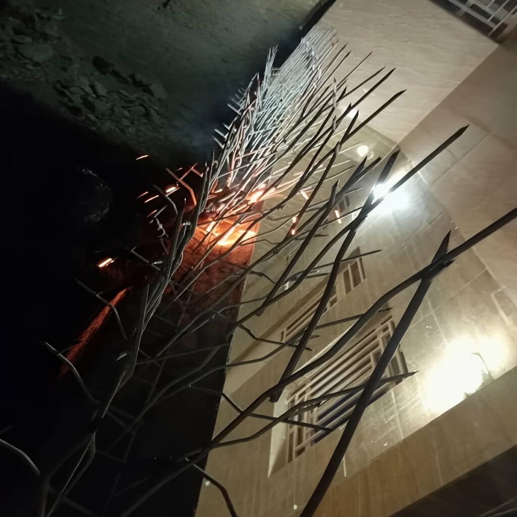 نرده روی دیوار با شاخه های منظم مشهد